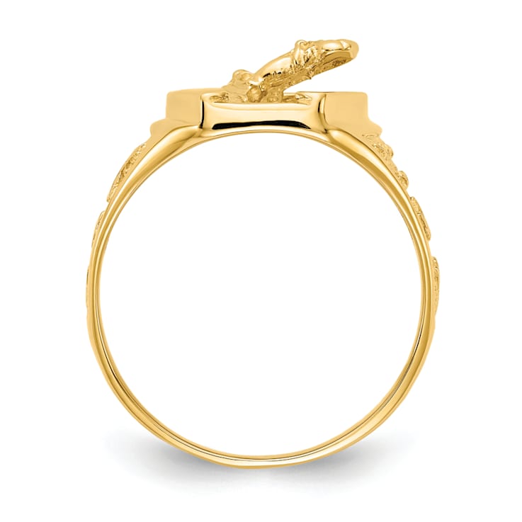 10K Yellow Gold Polished Horseshoe with Horse in Center Ring