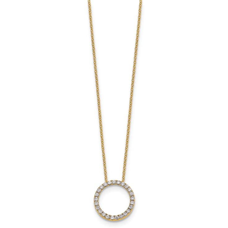 10k Yellow Gold 0.5 ctw Diamond Circle Pendant with 18 inch Cable Chain