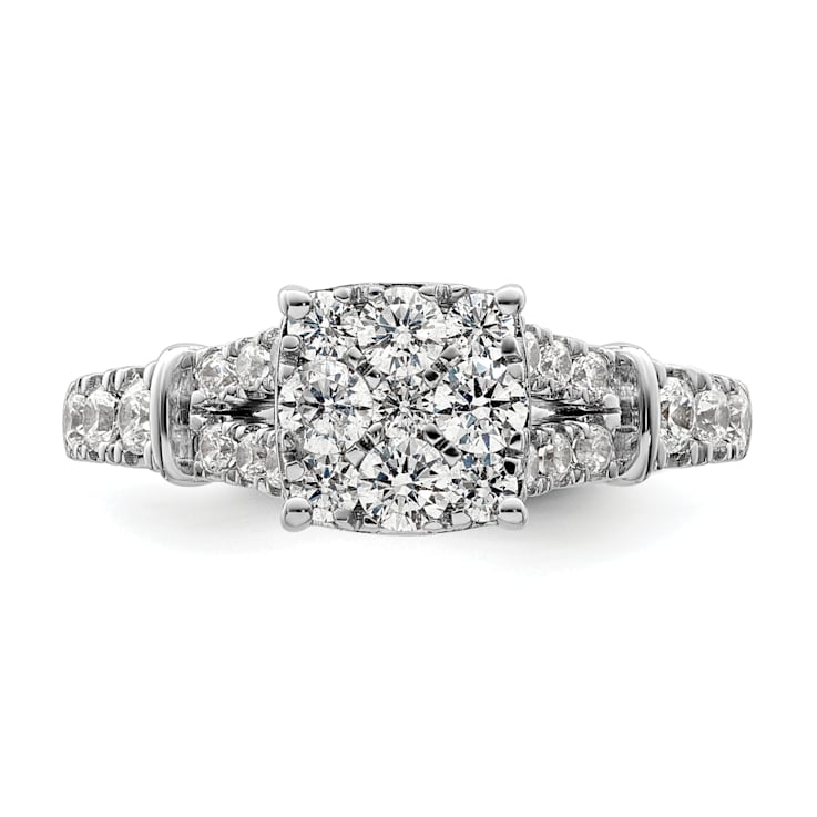 Rhodium Over 14K White Gold Lab Grown Diamond VS/SI GH, Cluster Ring 0.988ctw