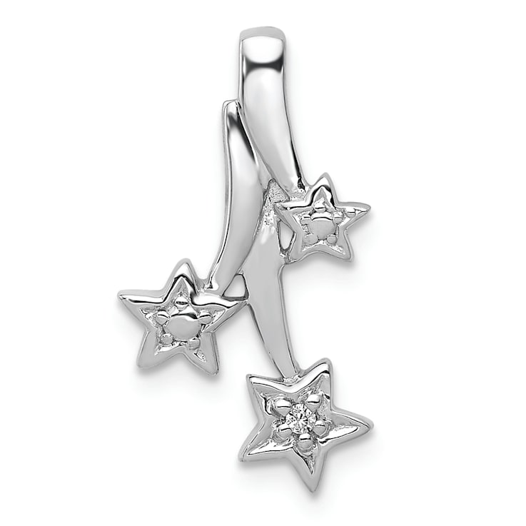 Rhodium Over 14k White Gold Diamond Shooting Stars chain slide