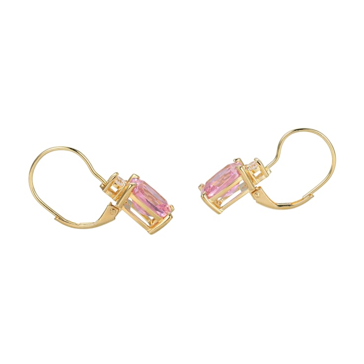 Pink and White Cubic Zirconia 18K Yellow Gold Plated Sterling Silver
Earrings 9.89ctw