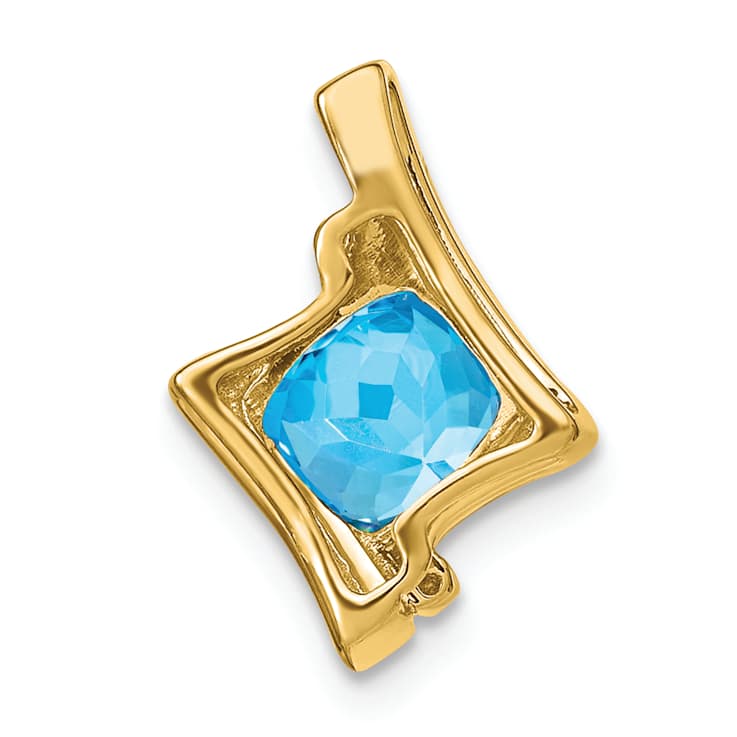 10k Yellow Gold 1.25 cttw Swiss Blue Topaz and Accent Diamond Pendant