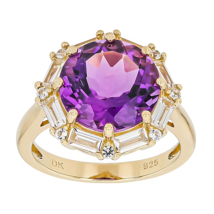 Amethyst And Lab-Created White Sapphire Ring In 18K Gold Over Sterling Silver