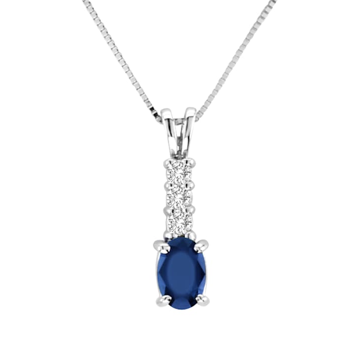 0.60ctw Sapphire and Diamond Pendant in 14K White Gold