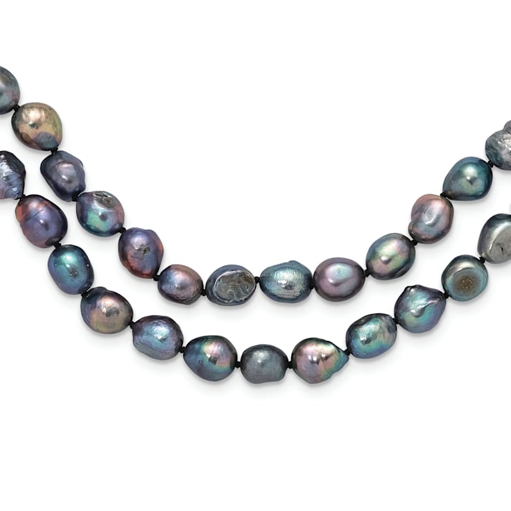Black baroque pearl necklace cheap