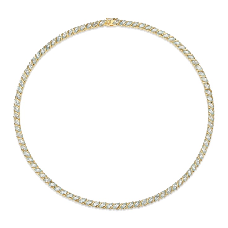 Sky Blue Topaz 18k Yellow Gold Over Sterling Silver Necklace 20.30ctw