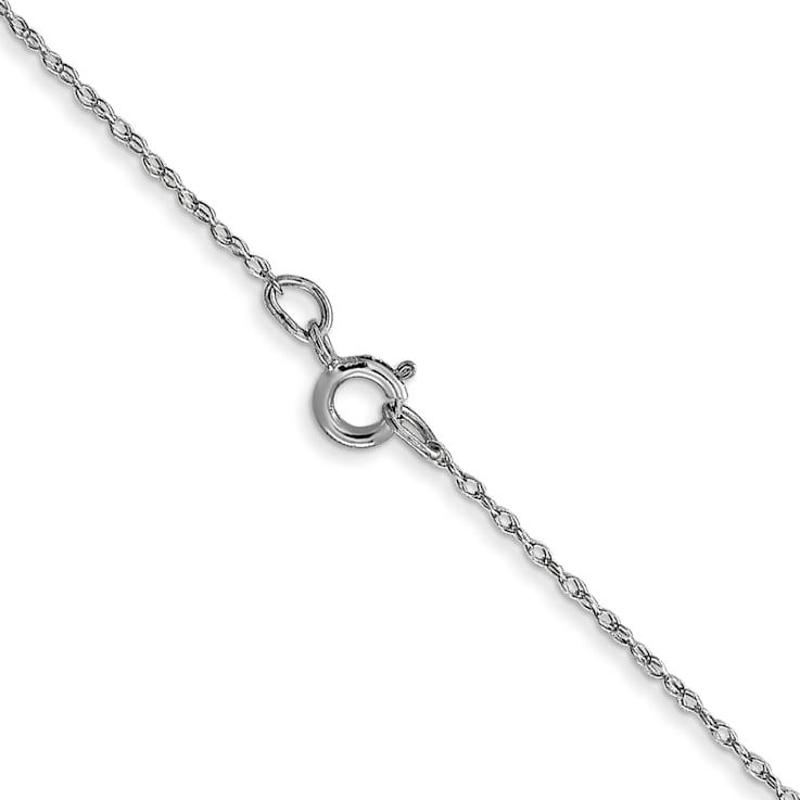 Rhodium Over 14k White Gold 0.5mm Solid Cable 18 Inch Chain