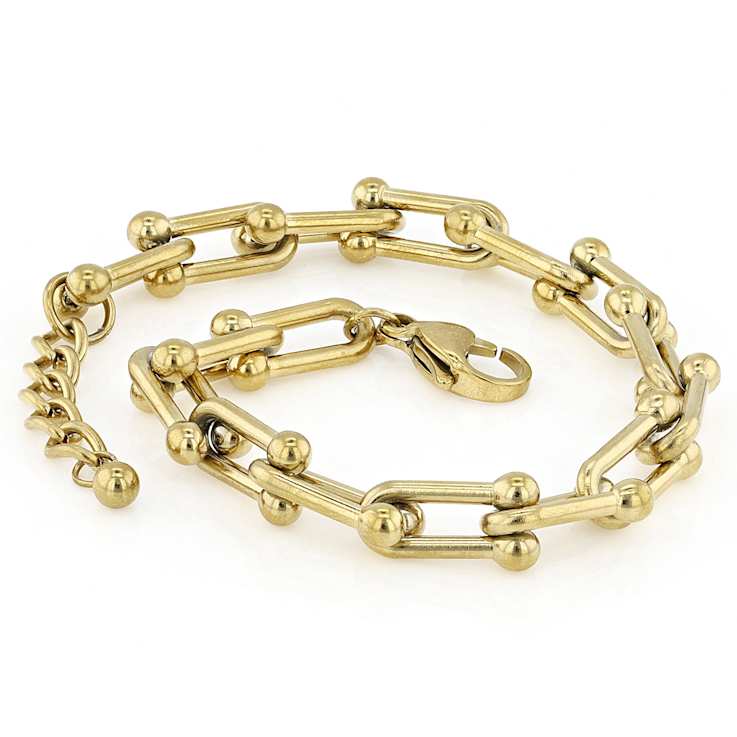Stirrup Link Bracelet In Gold-Tone 6.5mm