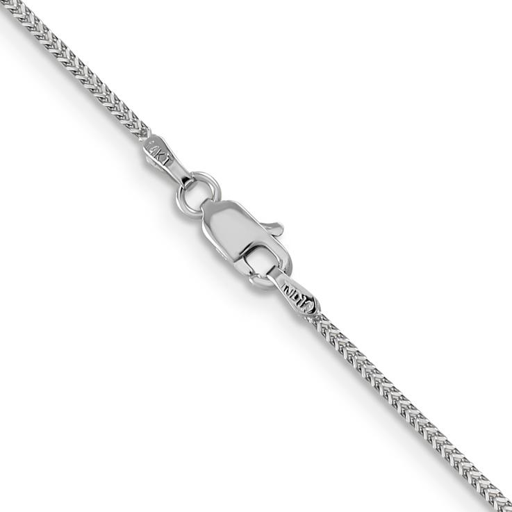Rhodium Over 14k White Gold 0.9mm Solid Franco Chain