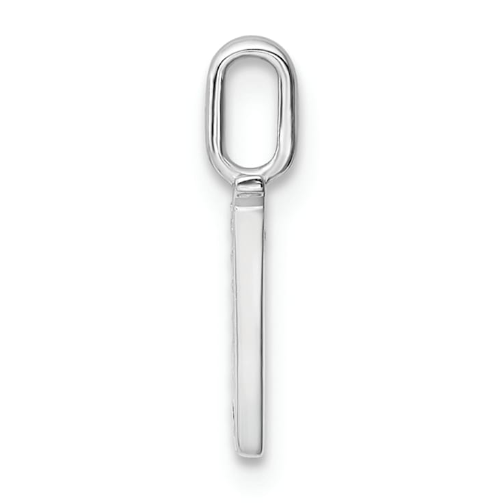 14K White Gold Diamond Letter V Initial Pendant