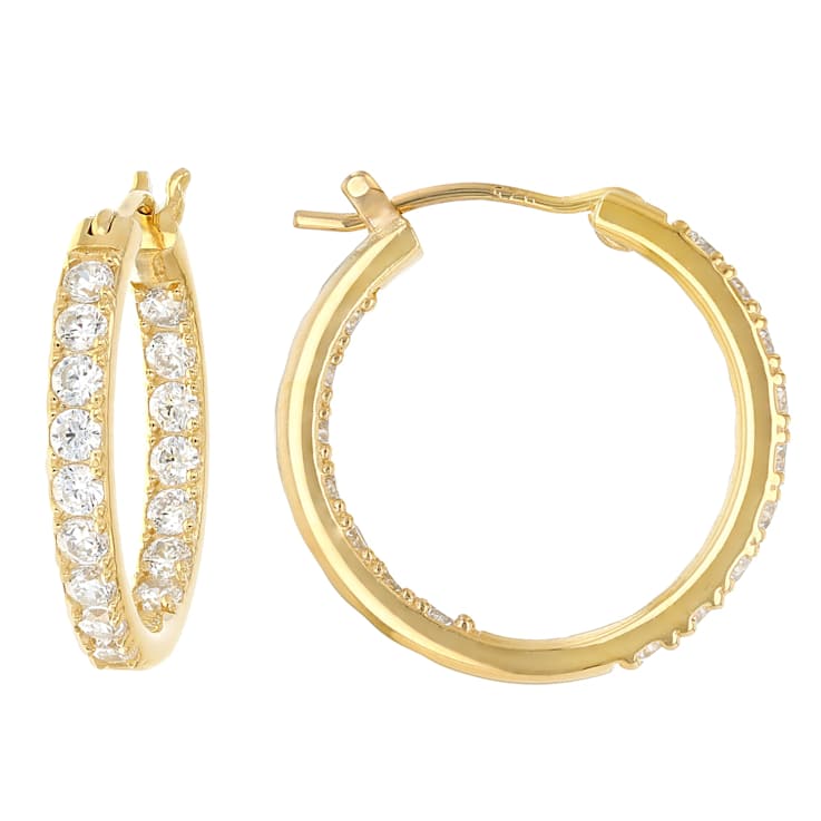 CZ Hoop Earring Set Of 2 18k Gold Over Sterling Silver