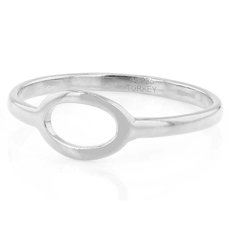 Open Oval Band Ring In Sterling Silver