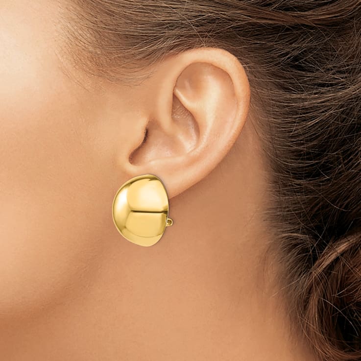 14k Yellow Gold 24mm Half Ball Non-pierced Stud Earrings