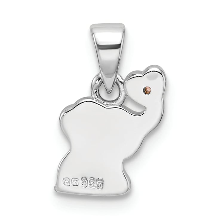 Rhodium Over Sterling Silver Pink Enamel and Cubic Zirconia Elephant
Children's Pendant