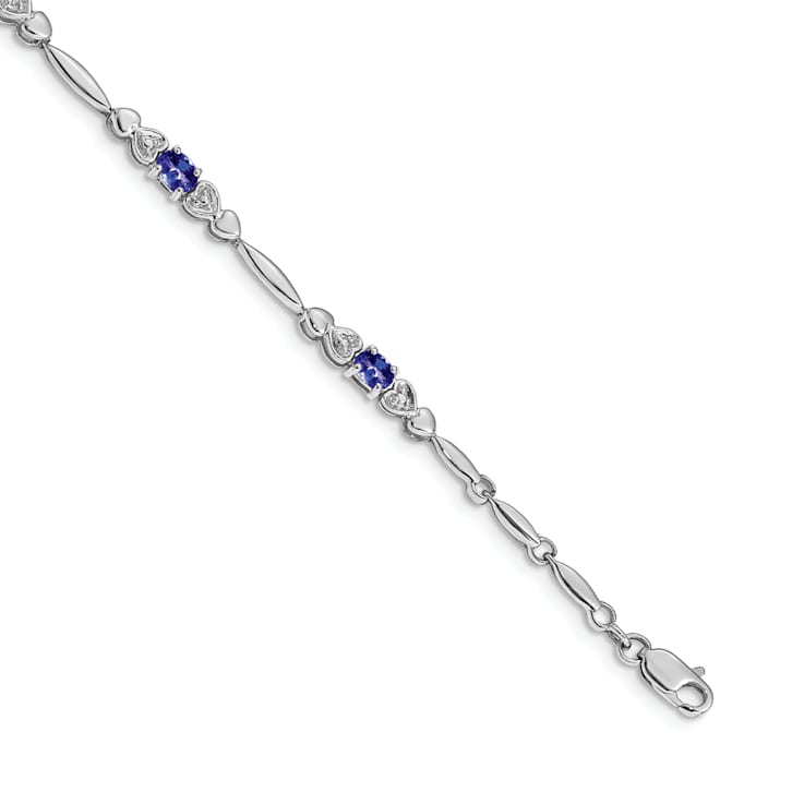 Rhodium Over 14k White Gold Diamond and Tanzanite Bracelet