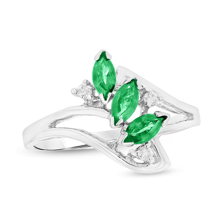 0.41ctw Emerald and Diamond Ring in 14k White Gold