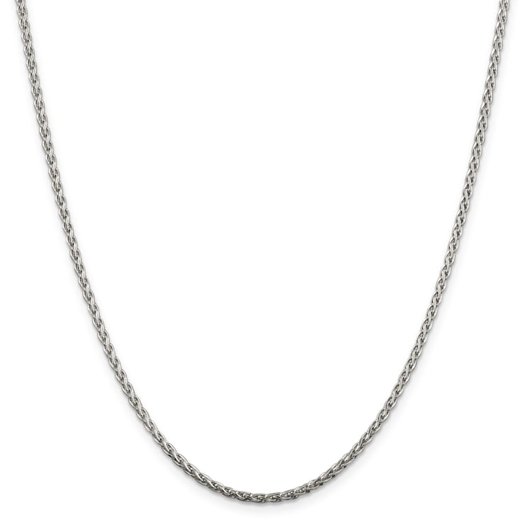 Sterling Silver 2mm Diamond-cut Spiga Chain Necklace