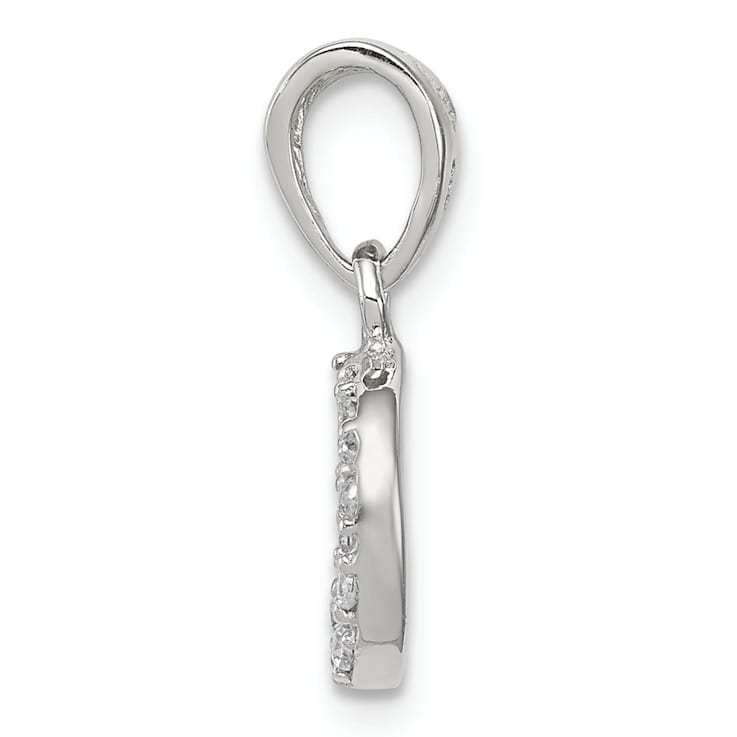 Rhodium Over Sterling Silver Small Cubic Zirconia Peace Pendant