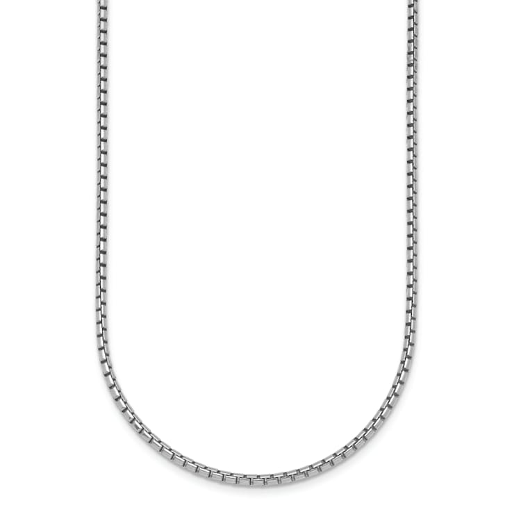 Rhodium Over Sterling Silver Polished 2.0mm Box 24 Inch Chain