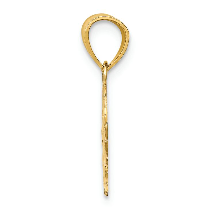 14k Yellow Gold Polished and Textured Sun with Face Pendant