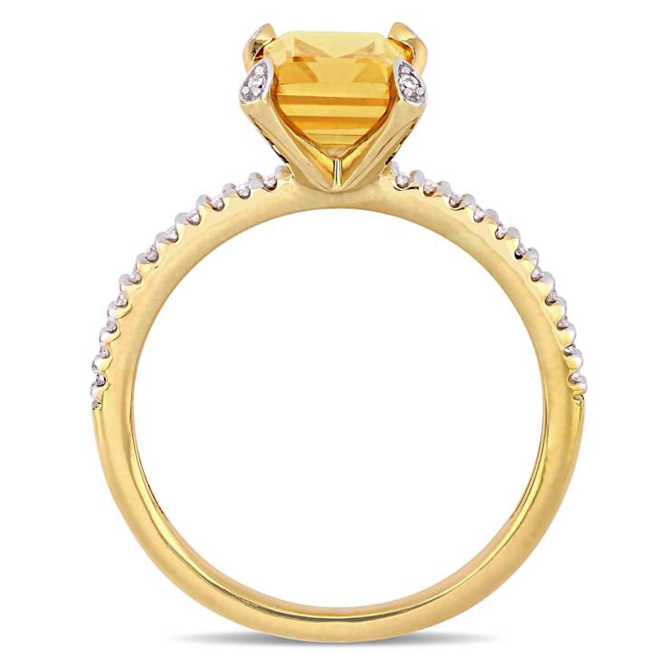 Citrine and Diamond 10K Yellow Gold Ring 1.6ctw