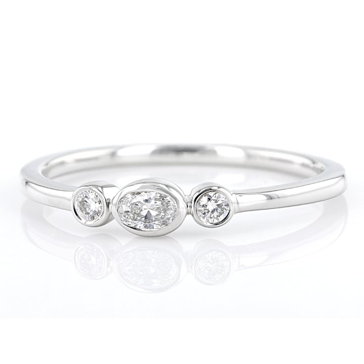 White Lab-Grown Diamond 14kt White Gold 3-Stone Ring 0.15ctw