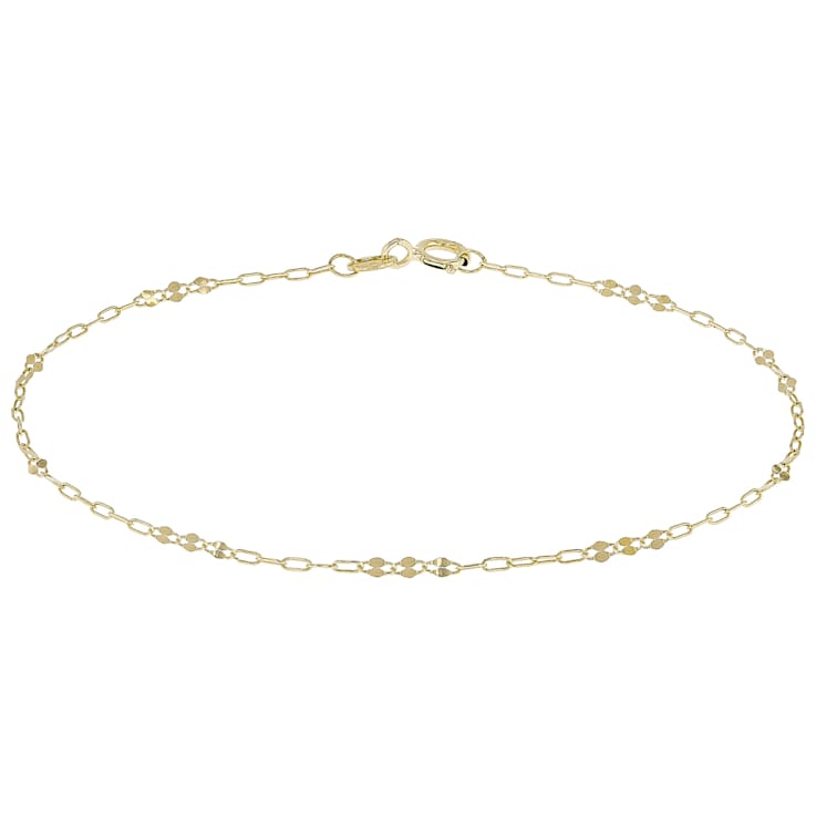 Dainty Paperclip Petali Station Bracelet In Solid 14K Yellow Gold