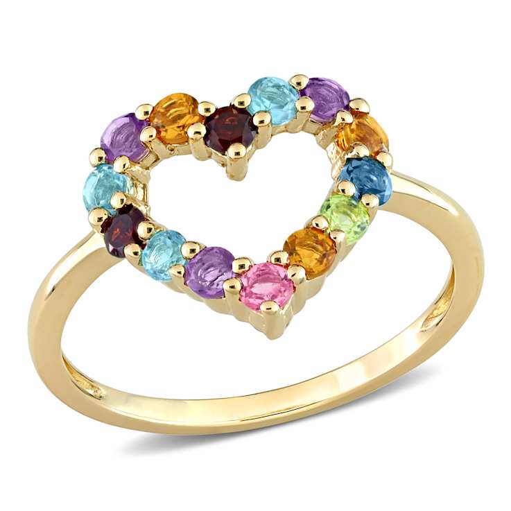 Multi Gem 10K Yellow Gold Ring 0.77ctw