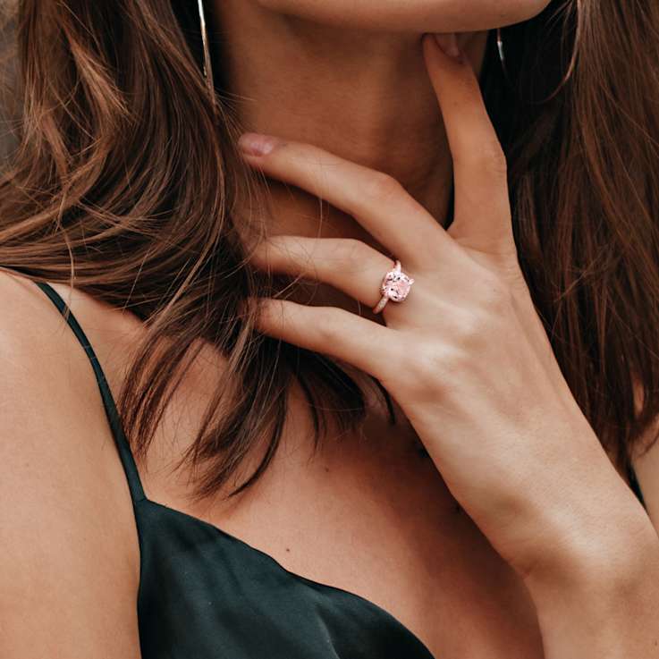 Morganite and Diamond 10K Rose Gold Ring 2.06ctw