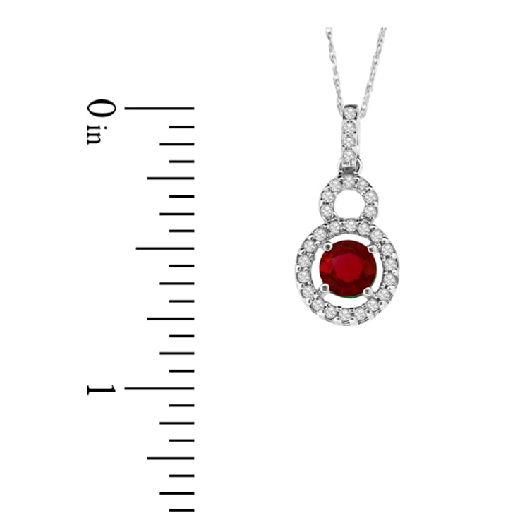 0.80ctw Ruby and Diamond Pendant 14k White Gold