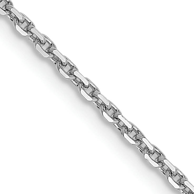 Rhodium Over 14k White Gold 1.4mm Solid Diamond-Cut Round Open Link
Cable 22 Inch Chain