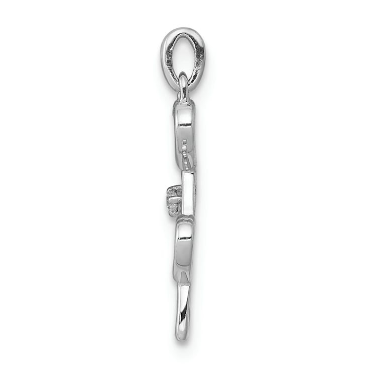 Rhodium Over 14k White Gold Diamond Four Hearts Pendant
