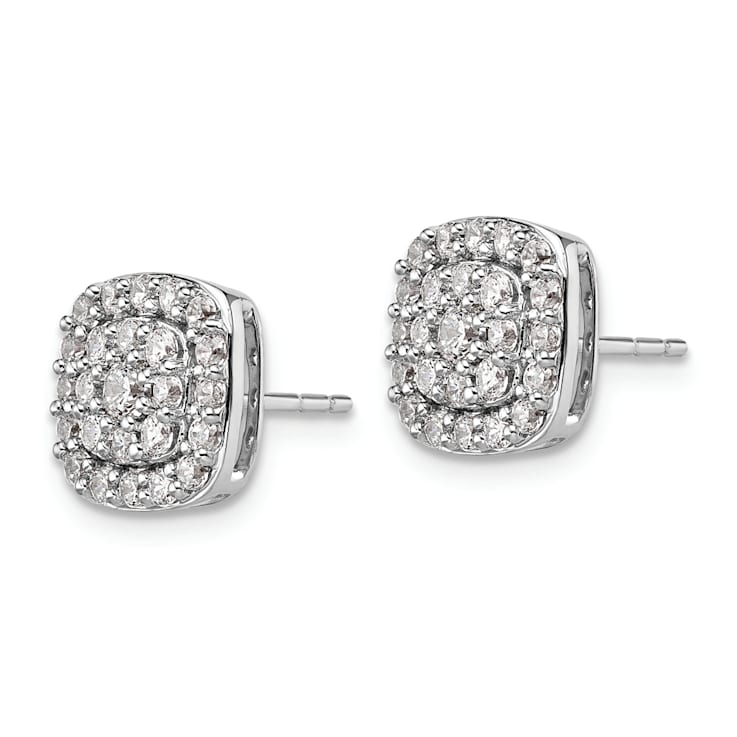 Rhodium Over 14K White Gold Lab Grown Diamond SI1/SI2, G H I, Squared
Halo Post Earrings