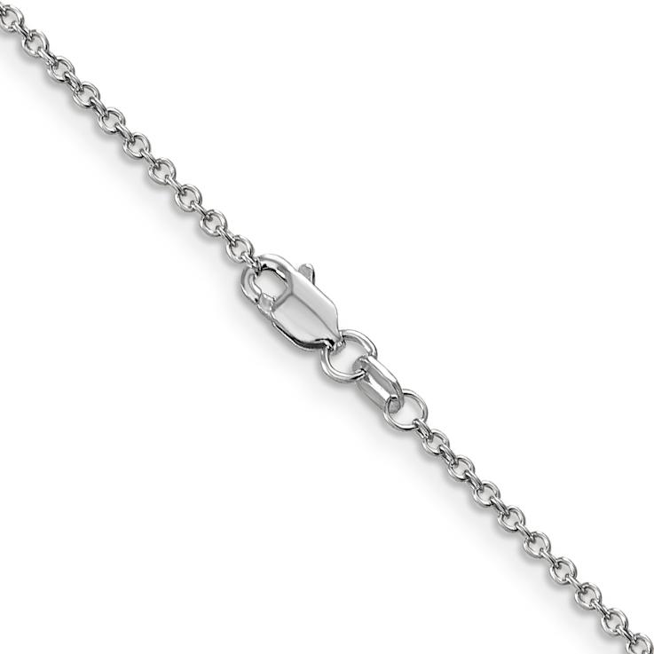 Rhodium Over 14k White Gold 1.4mm Solid Round Open Wide Link Cable 24
Inch Chain