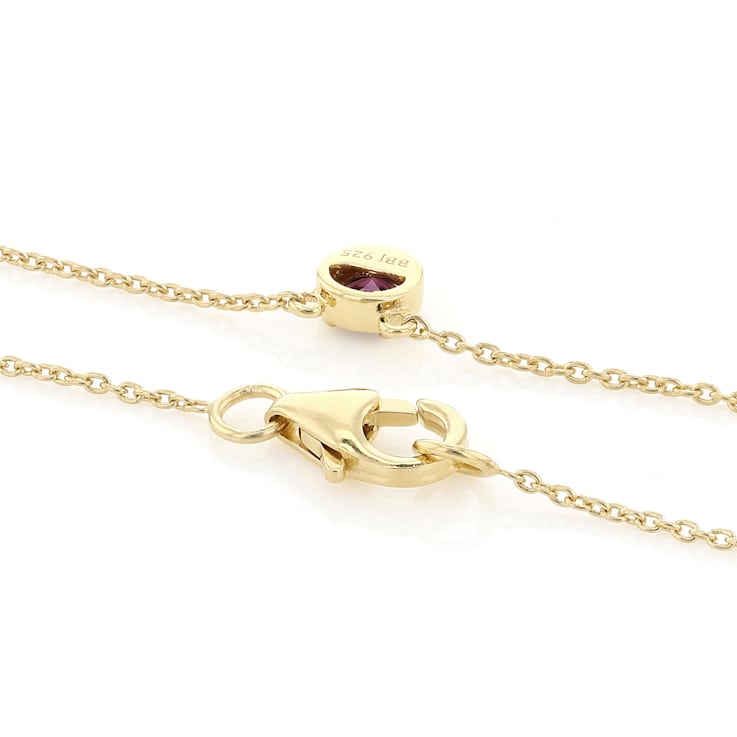 Multi-Garnet Station Necklace In 18K Gold Over Sterling Silver 1.22ctw