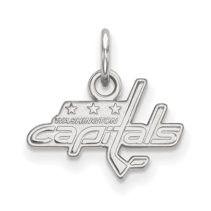 Rhodium Over Sterling Silver NHL LogoArt Washington Capitals Extra Small Pendant
