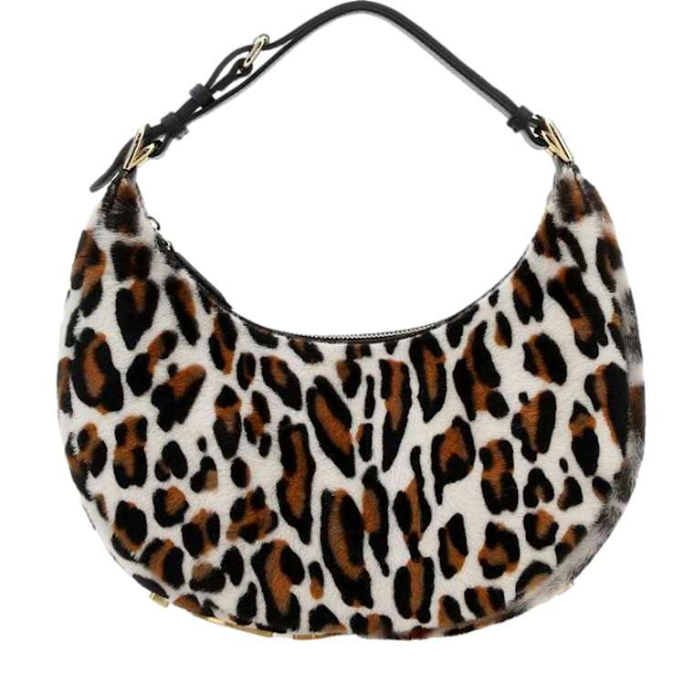 Fendi Fendigraphy Lamb Fur Animal Print Shoulder Bag - 17474A