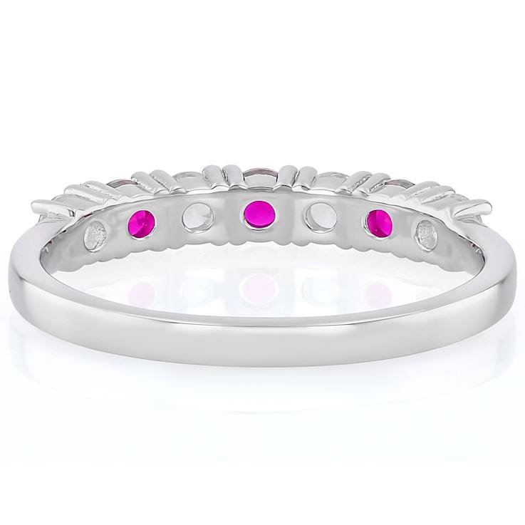 Lab-Created Ruby And White Sapphire Band Ring In Platinum Over Sterling Silver