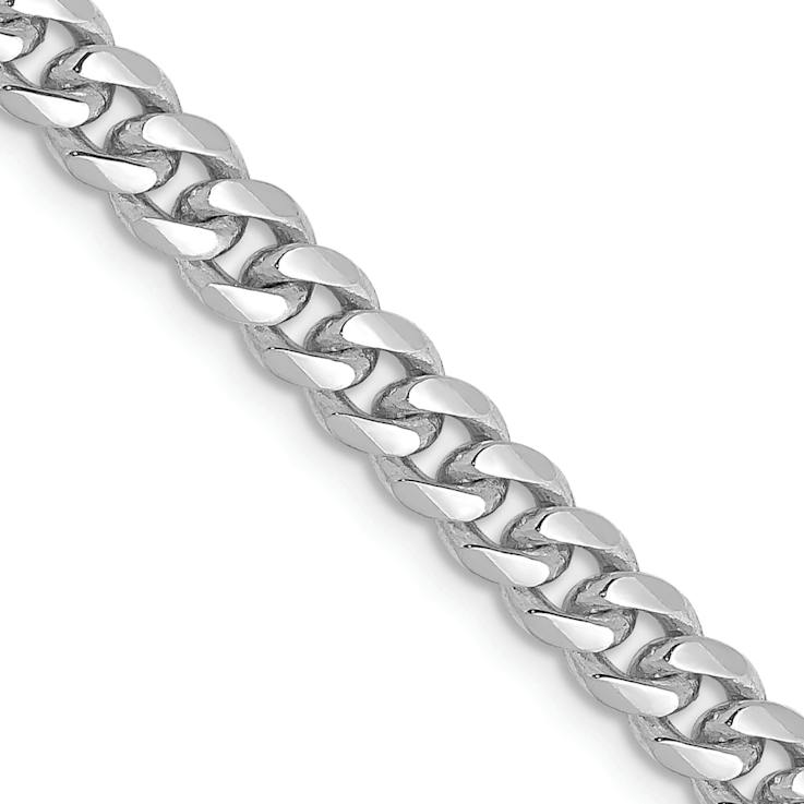 Rhodium Over 14k White Gold 4.25mm Solid Miami Cuban 20 Inch Chain
