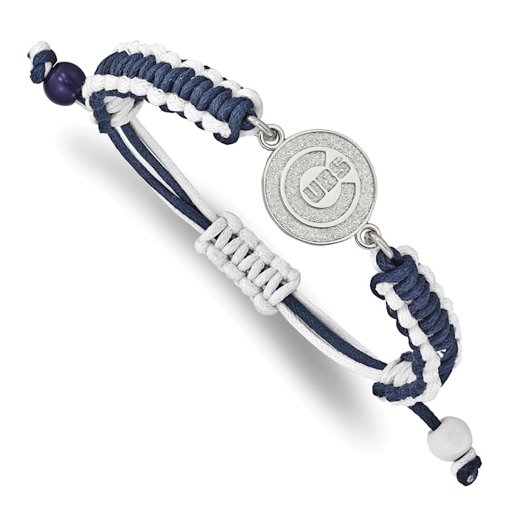 Stainless Steel MLB LogoArt Chicago Cubs Adjustable Cord Bracelet