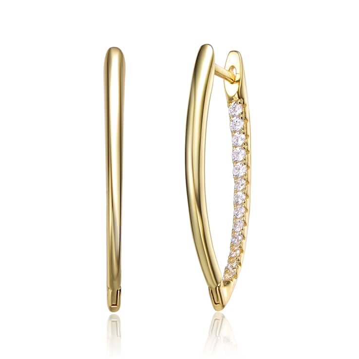 Marquise-Shaped CZ Inside-Out Hoop Earrings In 14K Gold Over Sterling Silver