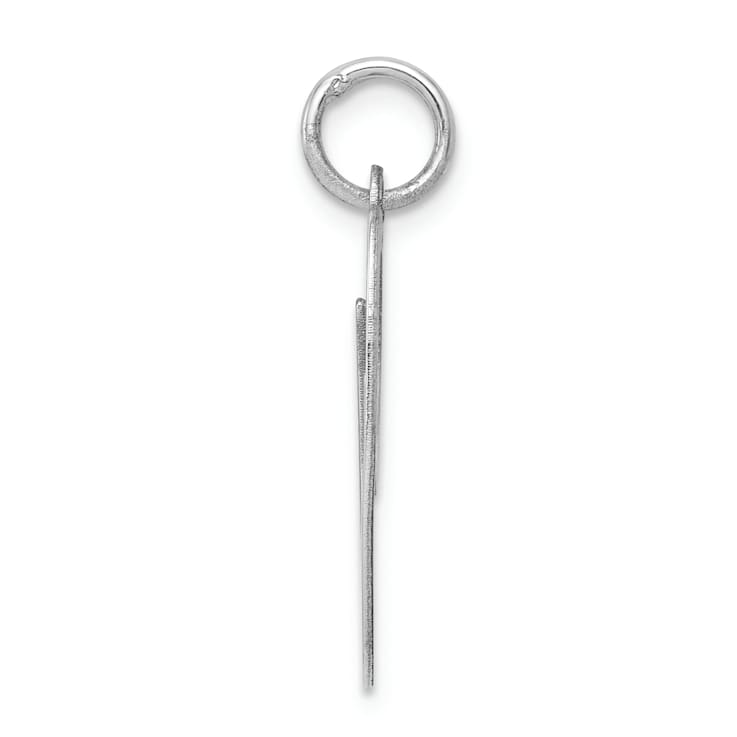 Rhodium Over Sterling Silver Fancy Script Letter O Initial Charm