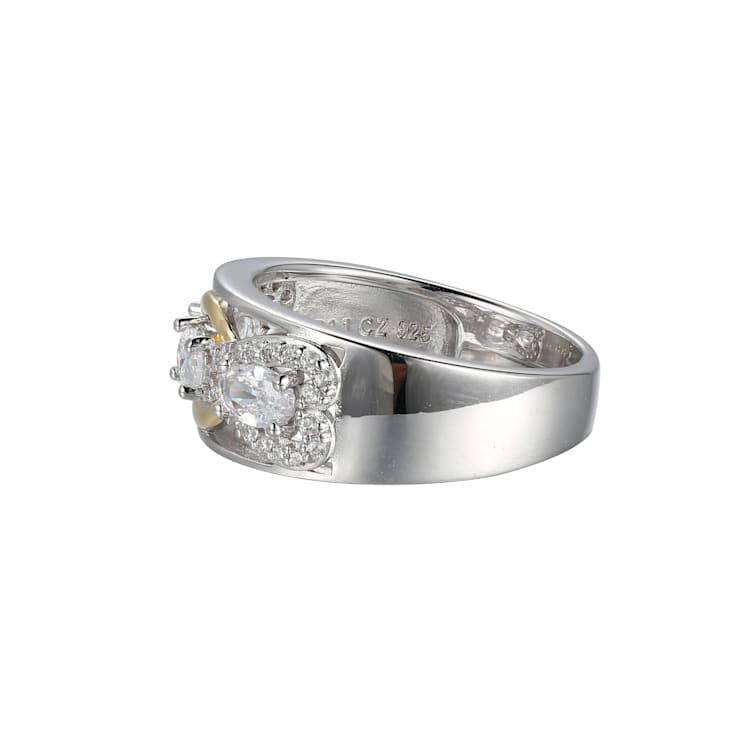 White Cubic Zirconia Platinum and 18k Yellow Gold Over Sterling Silver
Ring 1.26ctw