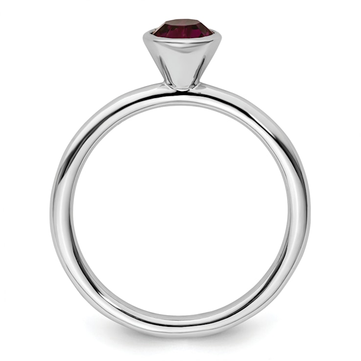 Sterling Silver Stackable Expressions High 5mm Purple Crystal Ring