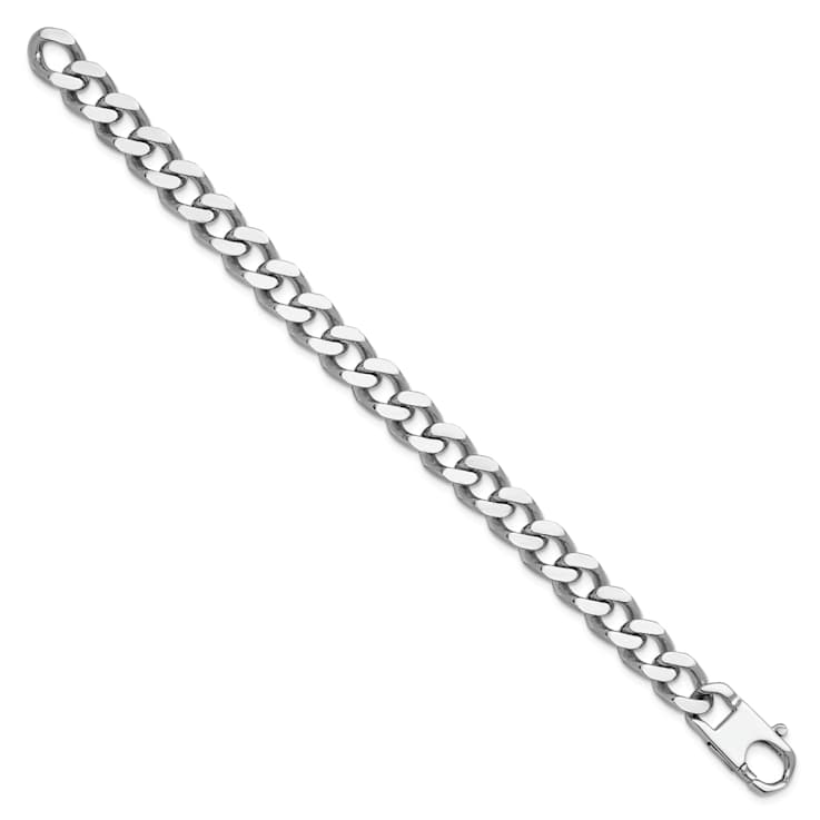 Rhodium Over Sterling Silver Polished 10.0mm Curb 8 Inch Chain Bracelet