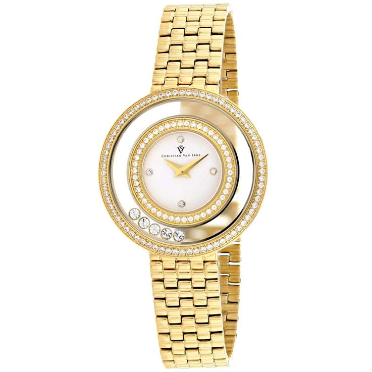 Christian Van Sant Women's Gracieuse White Dial, Yellow Stainless Steel Watch