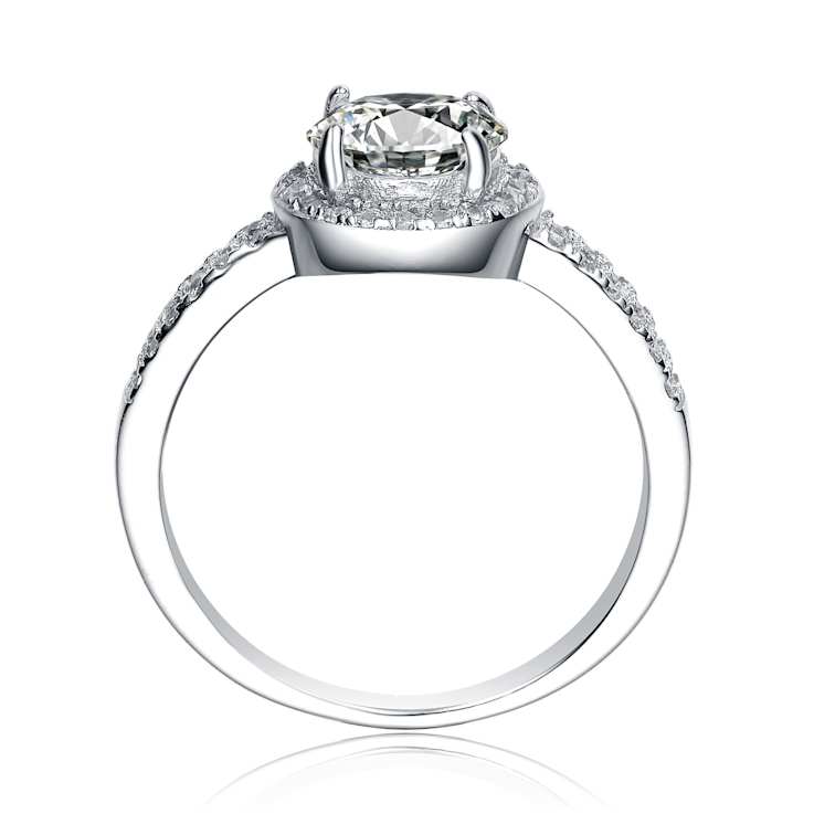 CZ Halo Engagement-Style Ring In Sterling Silver