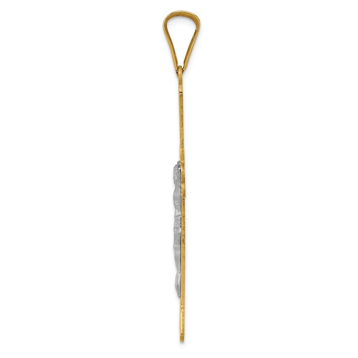 14k Yellow Gold and 14k White Gold Polished Satin Diamond-Cut Crucifix
Cross Pendant