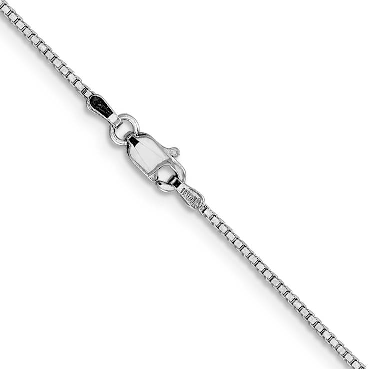 Rhodium Over 14k White Gold 1.05mm Solid Box 22 Inch Chain