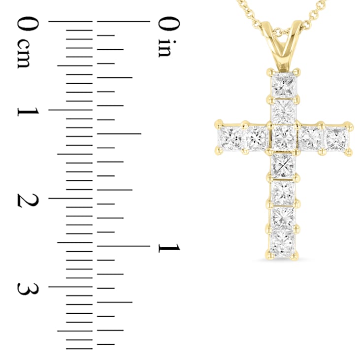 1.50ctw Diamond Cross Pendant in 14k Yellow Gold
